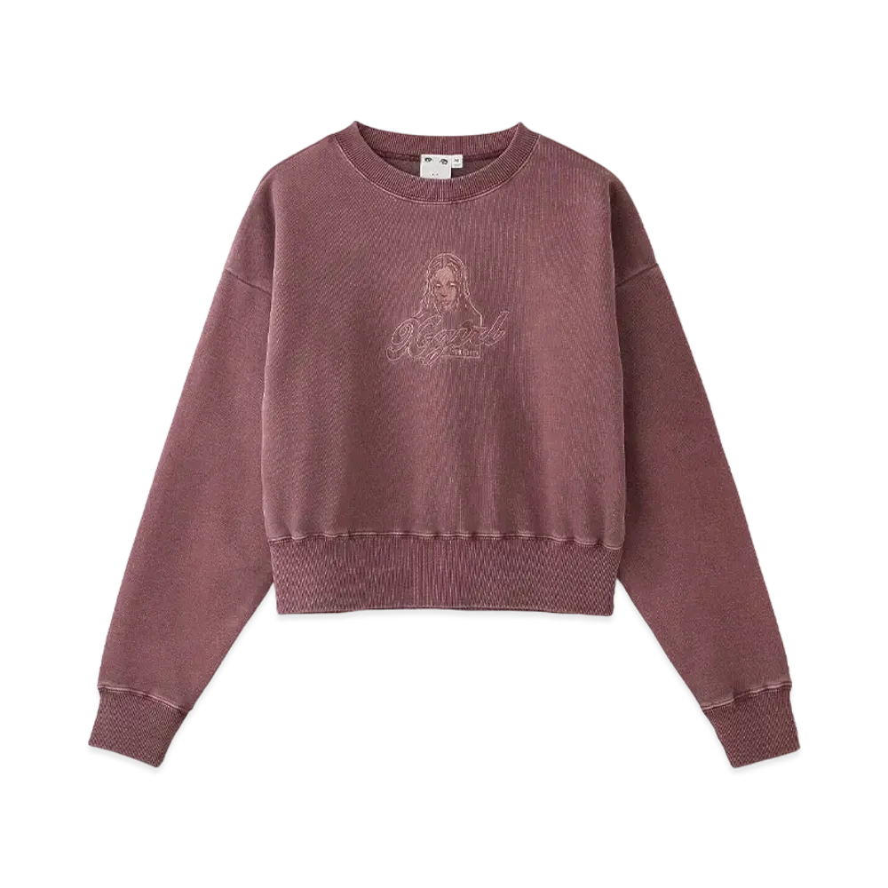 X-Girl Face Pigment Dyed Compact Sweat Top "Burgundy"