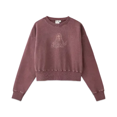 X-Girl Face Pigment Dyed Compact Sweat Top "Burgundy"