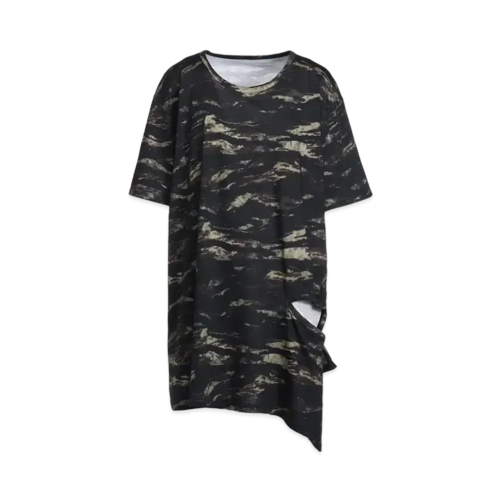 Ground Y Zebra Pattern Cotton/modal Left Opening Short Sleeve T-shirt "Khaki"