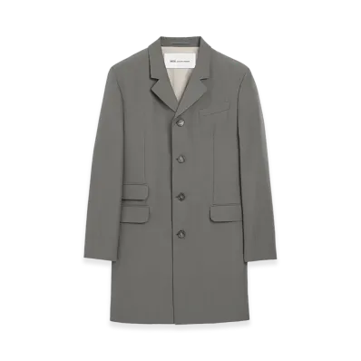 AMI PARIS New Wool Straight Simple Breasted Coat "Grey"