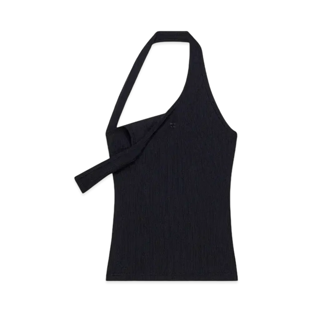 Courreges Asymmetric Rib 90'S Tank Top "Black"