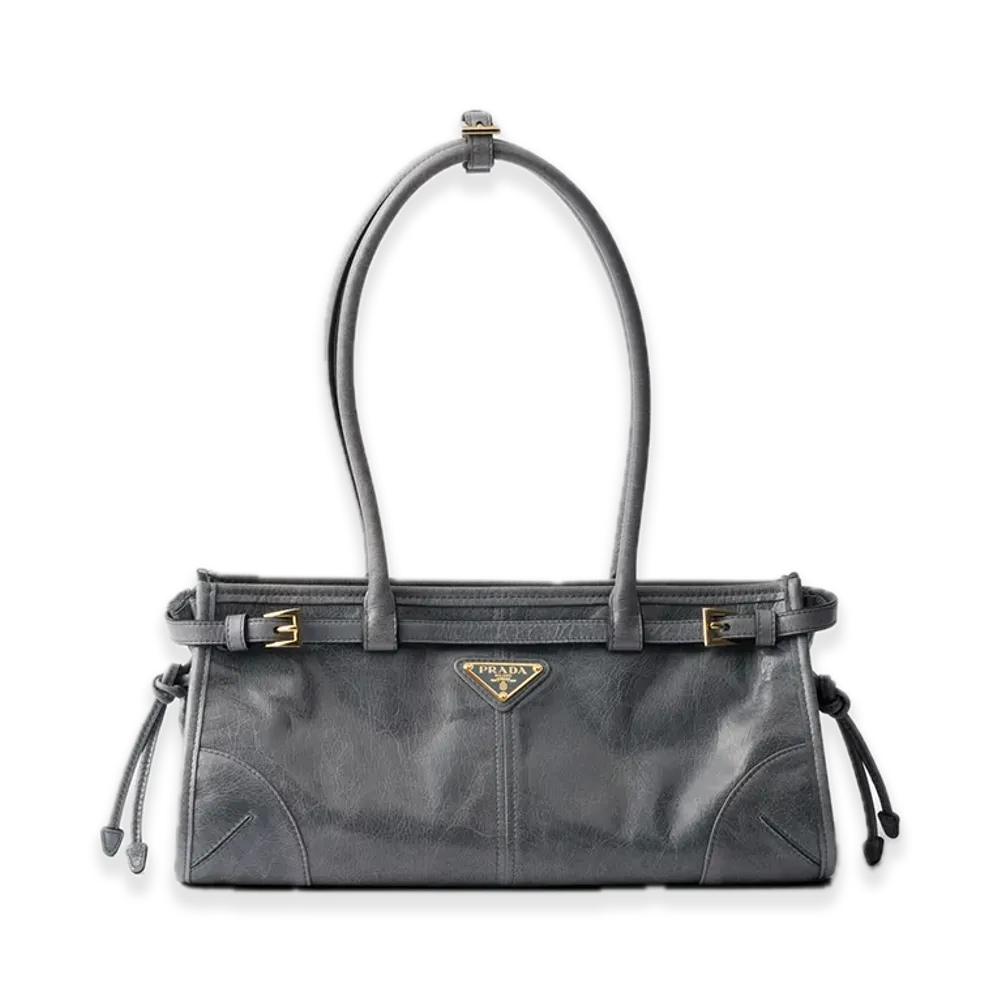 PRADA Bonnie Medium Leather Handbag "Blue"