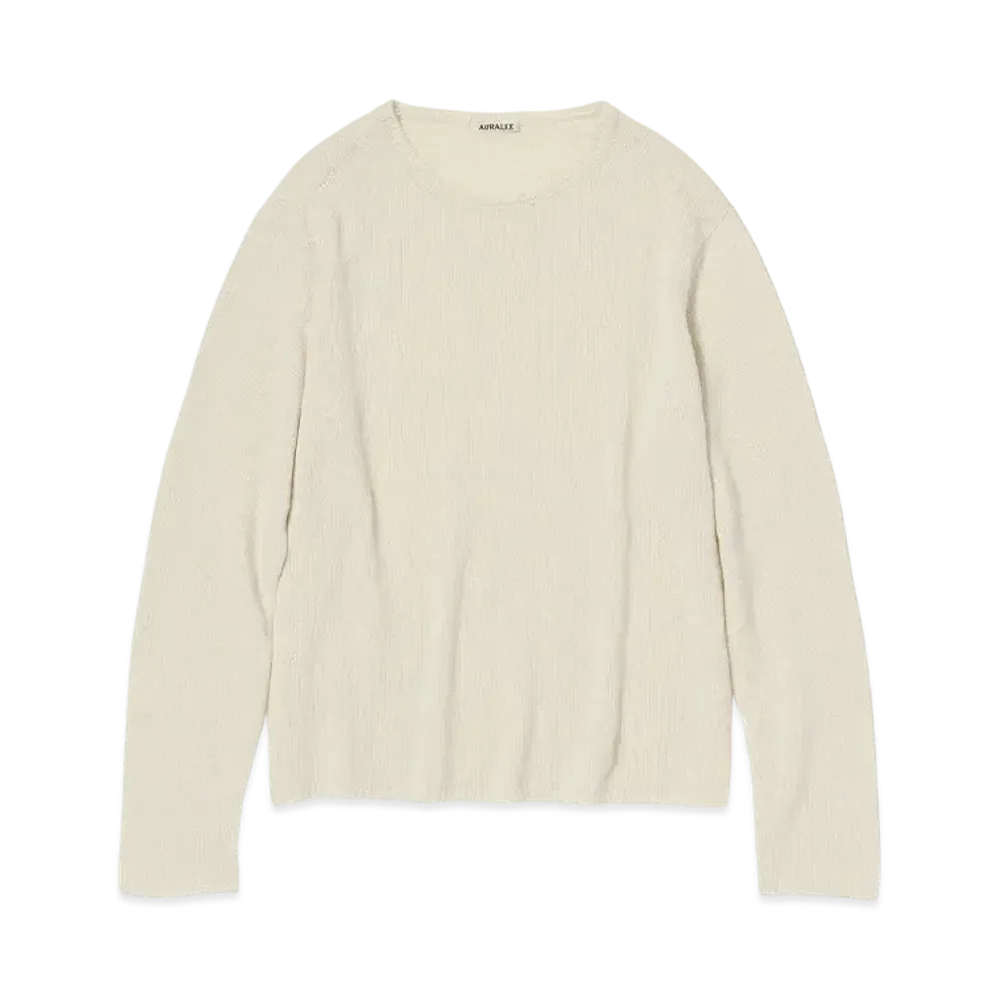 AURALEE Summer Cashmere Knit V-Neck P/O "Ivory White"