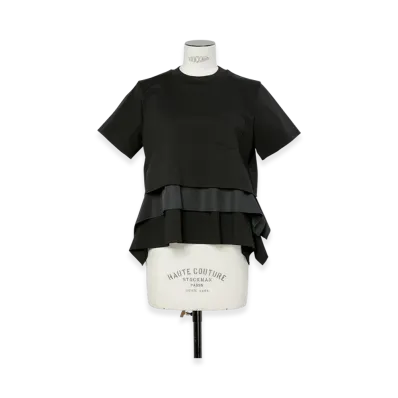sacai Poplin x Cotton Jersey T-Shirt "Black/Black"