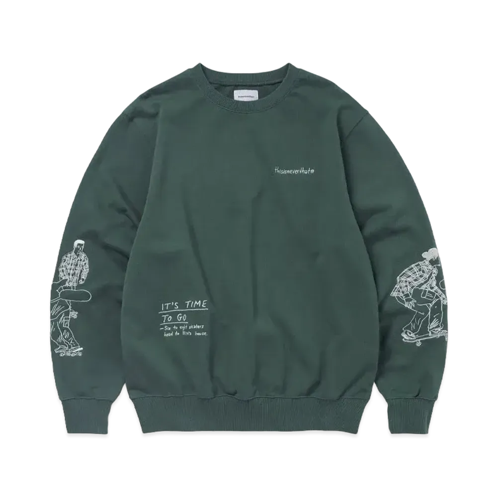 thisisneverthat Sketch Embroidery Crewneck "Dark Green"