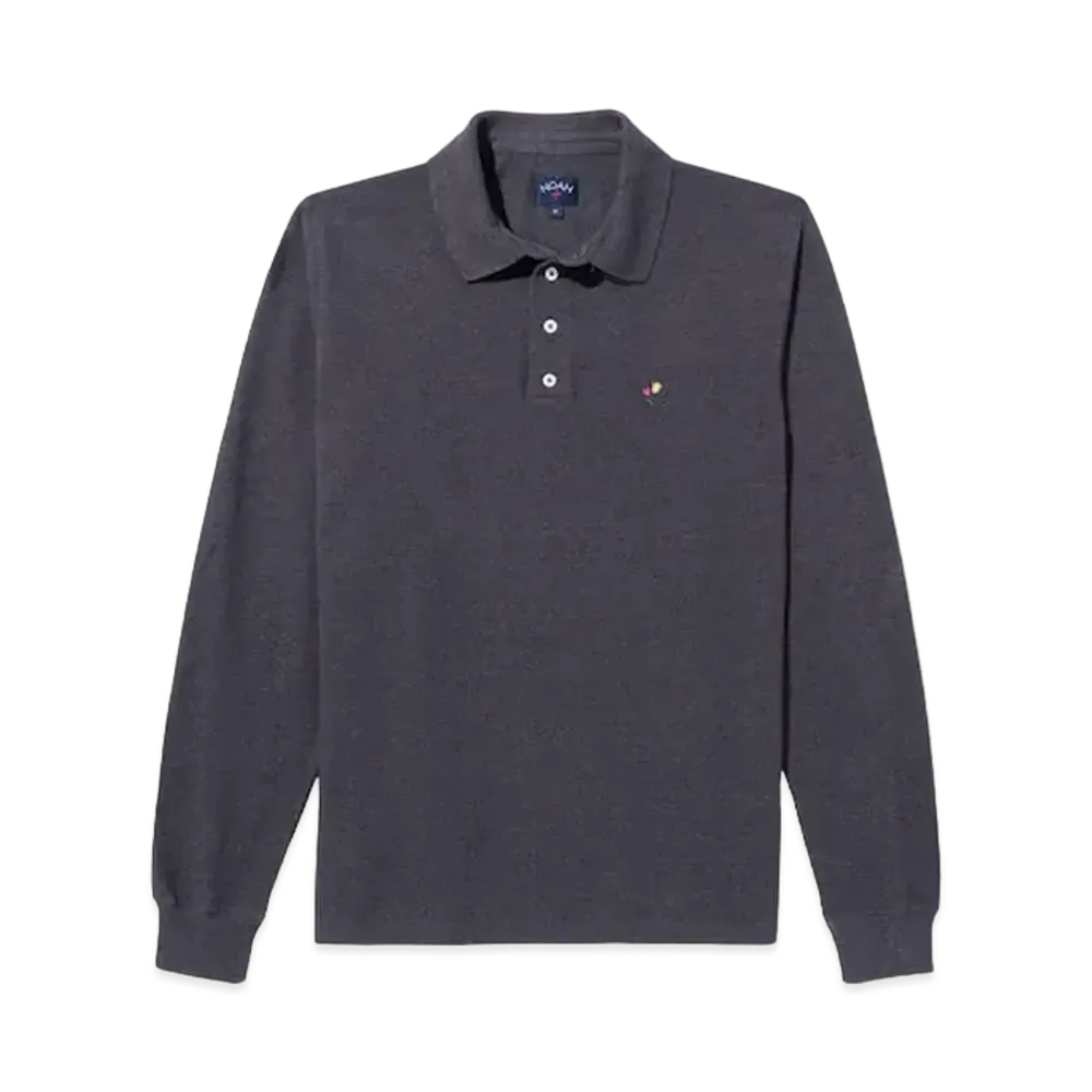 Noah Long Sleeve Pique Polo "Charcoal"