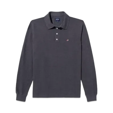 Noah Long Sleeve Pique Polo "Charcoal"