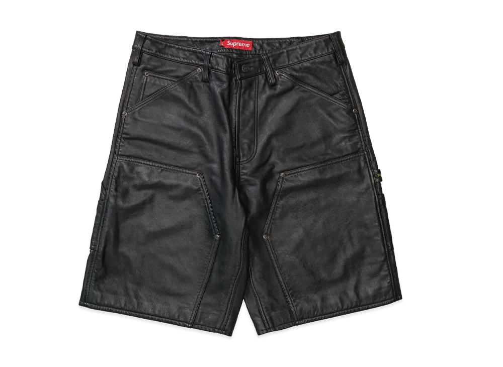 Supreme Leather Double Knee Painter Short "Black"