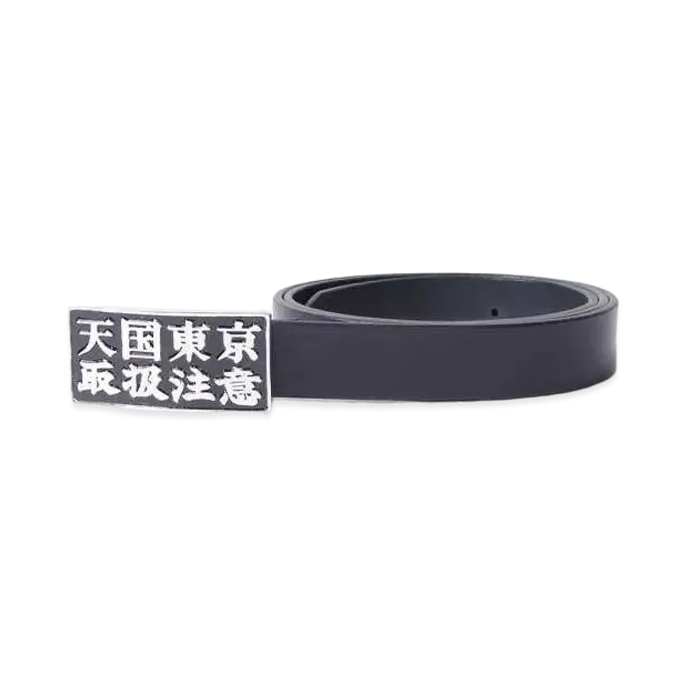 Black Eye Patch WACKO MARIA Buckle Leather Belt "Black"