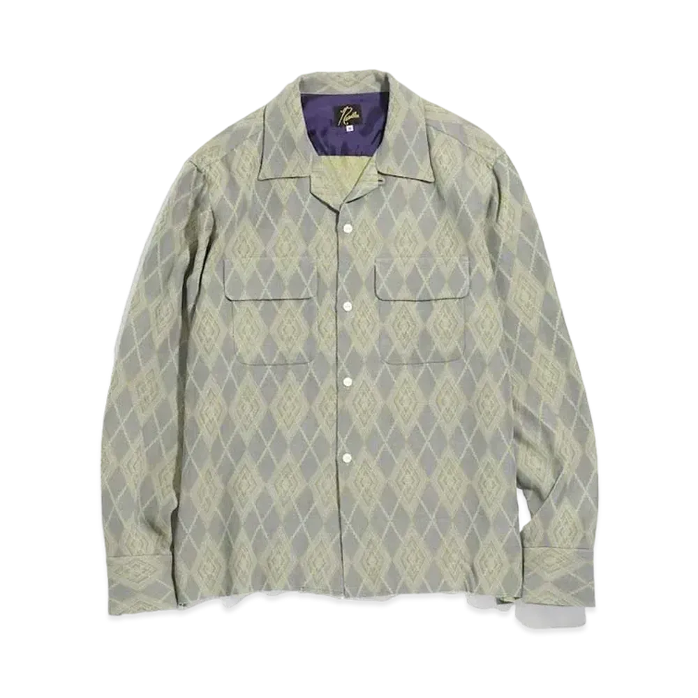 Needles C.O.B. CLASSIC SHIRT - PE/R/AC/C ARGYLE JQ. "Grey/Yellow"