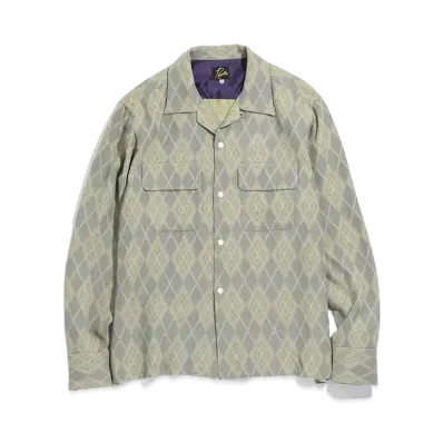 Needles C.O.B. CLASSIC SHIRT - PE/R/AC/C ARGYLE JQ. "Grey/Yellow"