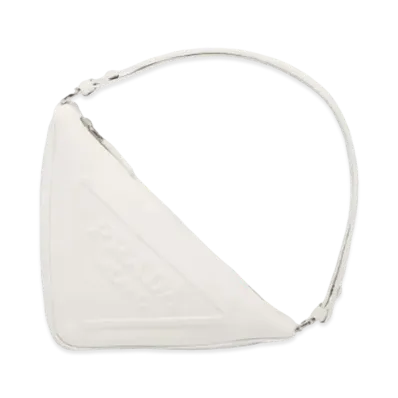 PRADA Triangle Leather Pouch "White"