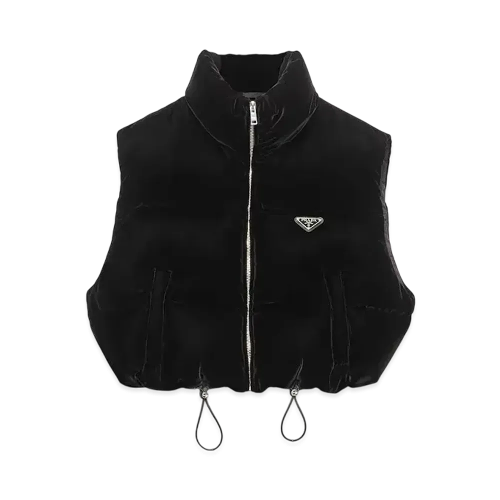 PRADA Women's Velvet Down Vest "Black"