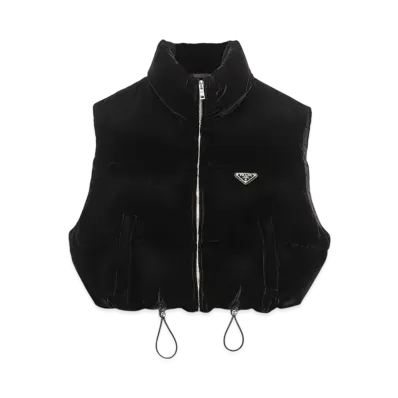PRADA Women's Velvet Down Vest "Black"