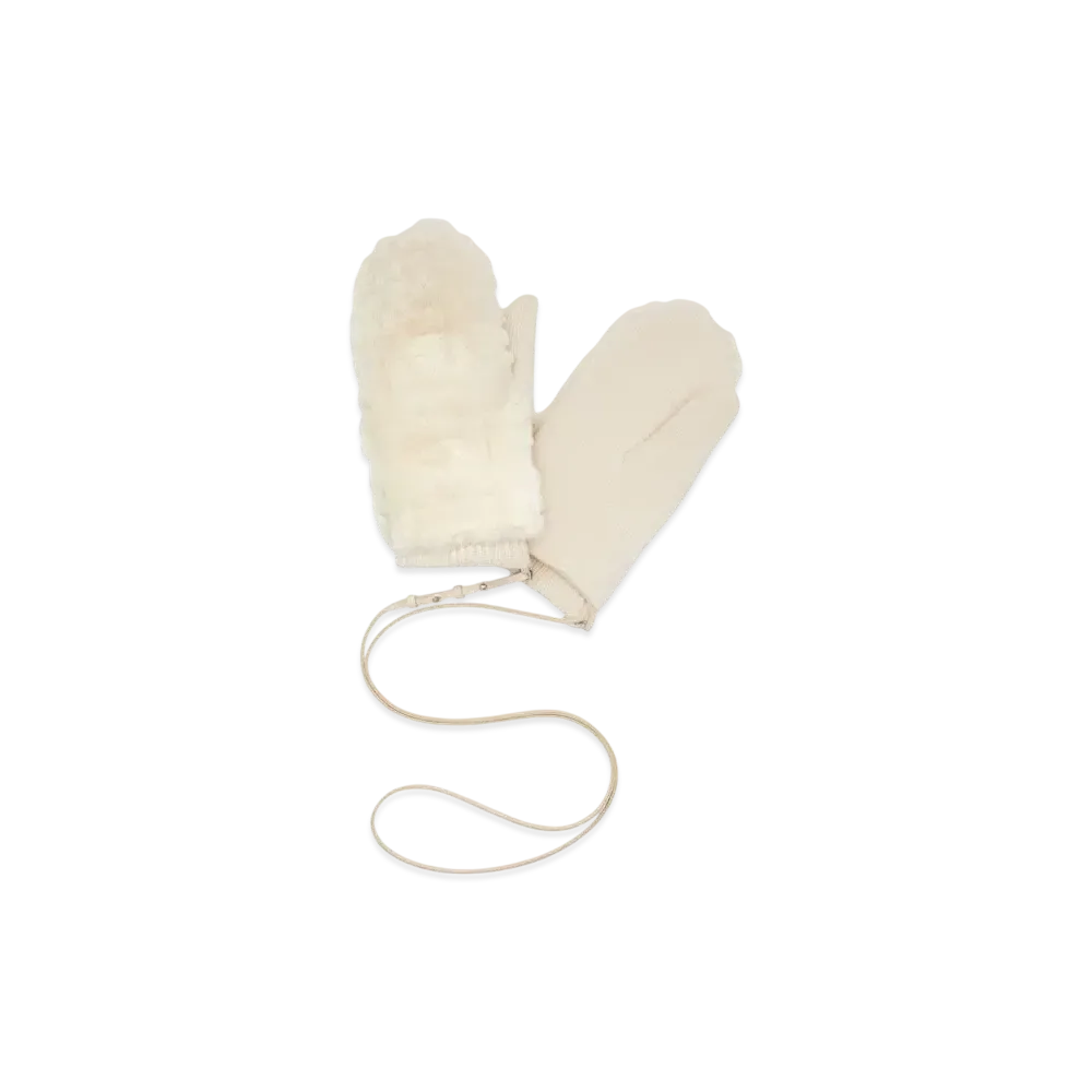 FENDI Gloves Sheepskin Mittens "White"