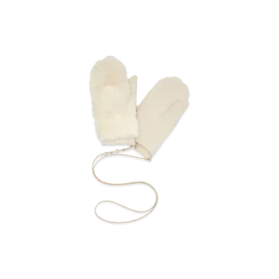 FENDI Gloves Sheepskin Mittens "White"