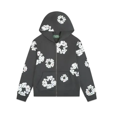 DENIM TEARS Rhinestone Cotton Wreath Zip Hoodie "Vintage Black"