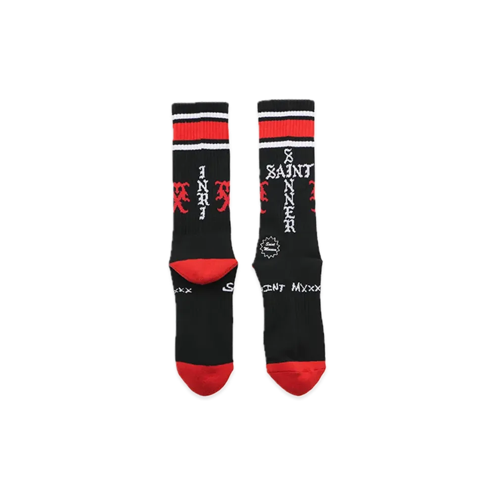 SAINT Mxxxxxx Socks Sinner "Black/Red"
