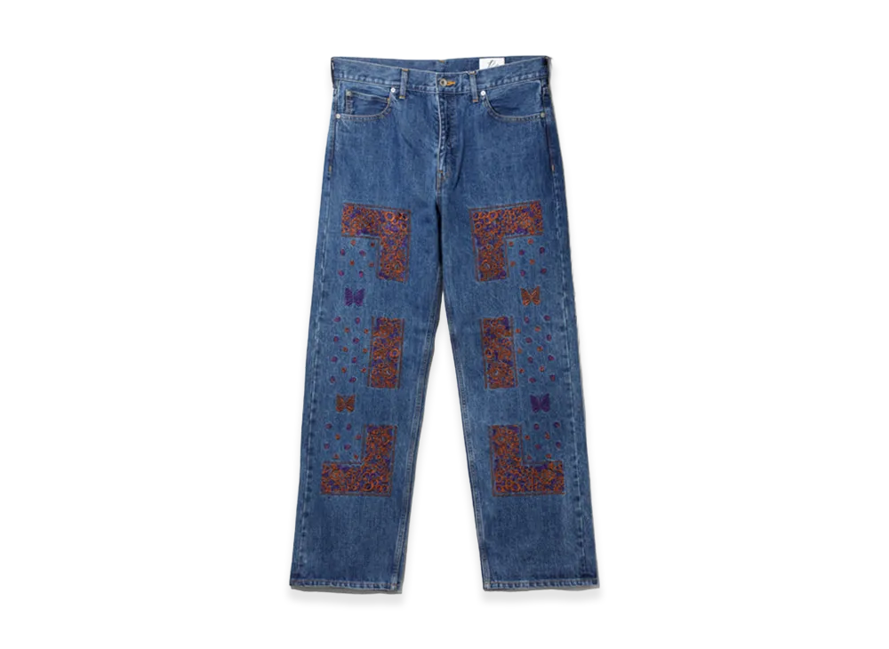 NEEDLES x NOMARHYTHM TEXTILE Bandana EMB. Denim Pant "Brown"