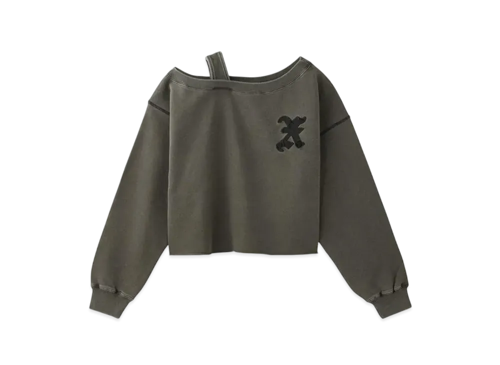 X-Girl Faded X Patch Layered Shoulder Sweat Top "Black"