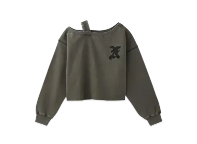 X-Girl Faded X Patch Layered Shoulder Sweat Top "Black"