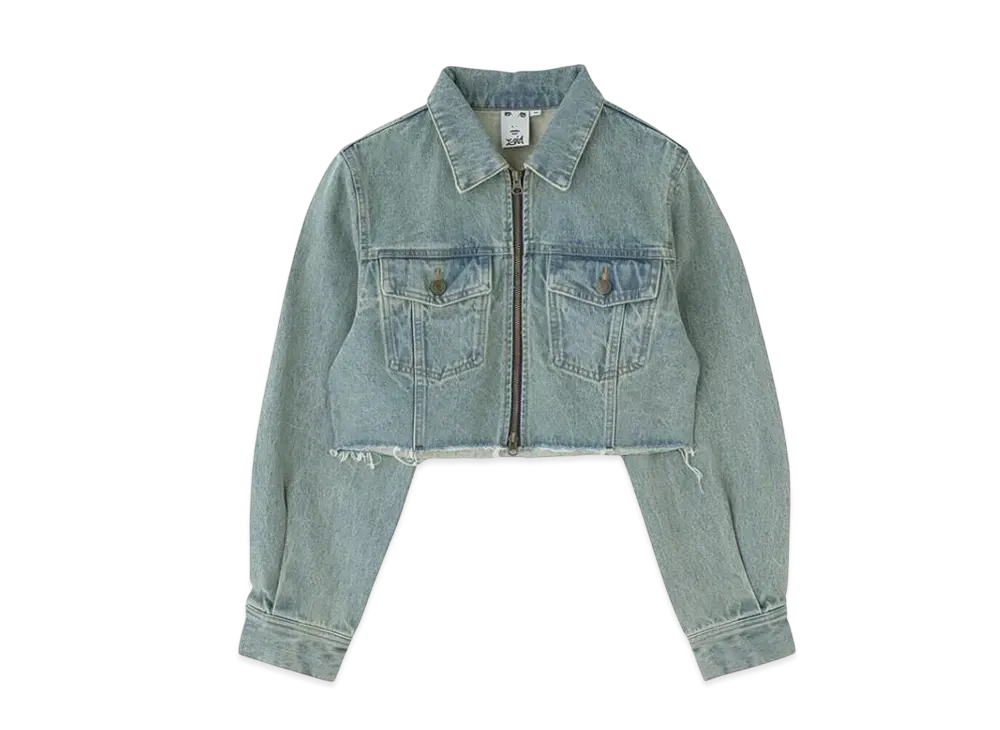 X-Girl Overdyed Zip Up Denim Jacket "Light Indigo"