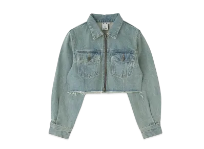 X-Girl Overdyed Zip Up Denim Jacket "Light Indigo"