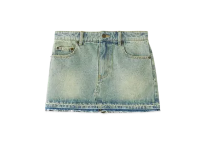 X-Girl Low Rise Denim Mini Skirt "Light Indigo"