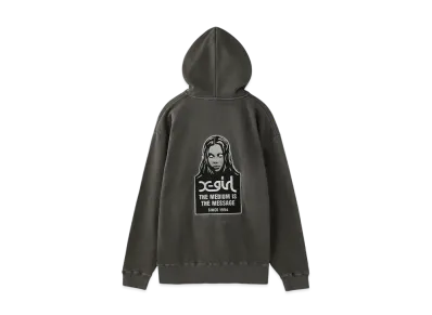 X-Girl Message And Face Faded Zip Up Sweat Hoodie "Black"