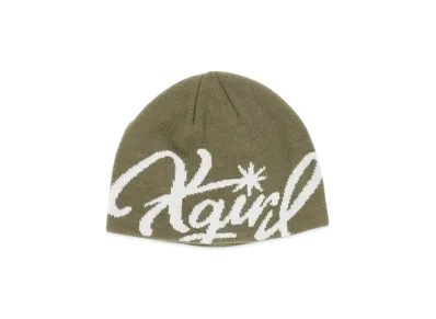 X-Girl Sign Logo Jacquard Beanie "Olive"