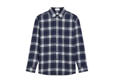 CELINE Loose Shirt / Checked Wool "Navy Blue/Craie/Yellow"