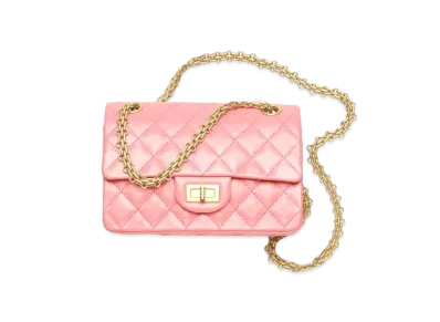 CHANEL 2.55 Mini Hand Bag Aged Cahle Fuskin "Pink"