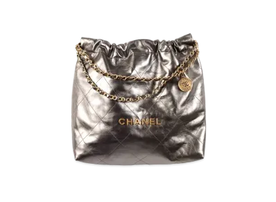 CHANEL 22 Handbag Metallic Calfskin "Ruthenium/Gold"