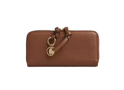 Chloe Alphabet Long Zipped Wallet In Small Grain & Smooth Calfskin "Tan"