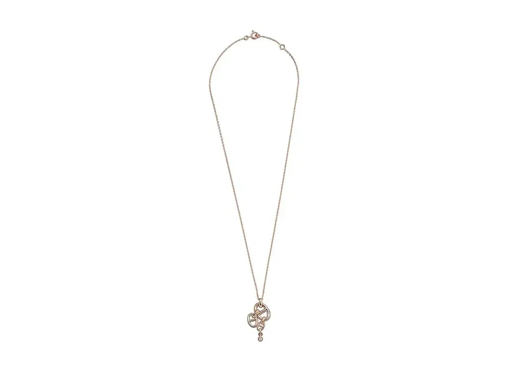Hermes Chaine D'ancre Enchainee Pendant MM "Pink Gold/1 Diamond"