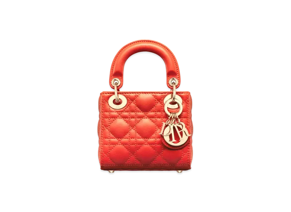 Dior Lady Dior Microbag Cannage Lamb Skin "Orange"