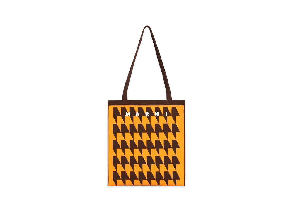 Marni Houndstooth Jacquard Messenger Bag "Pumpkin/Moca"