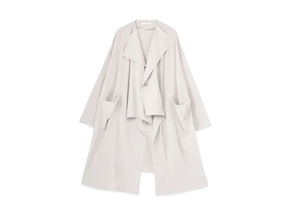 Yohji Yamamoto Y's TRIACETATE POLYESTER de CHINE NO COLLAR BIG COAT "Gray"
