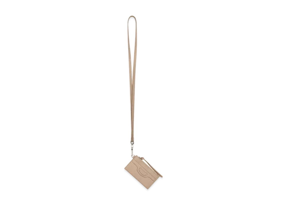 BALENCIAGA Neo Classic Card Case On Keyring "Beige"