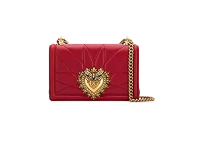 Dolce&Gabbana Devotion Bag Medium Size Matrasse Nappa Leather "Red"