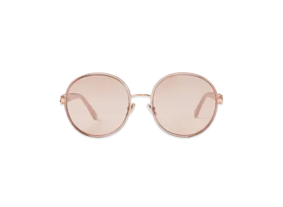Jimmy Choo Pam Round Frame Sunglasses With Swarovski Crystals "Copper Gold/Nude"