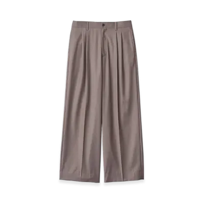ssstein Extra Fine Wool Long Wide Trousers "Greige"