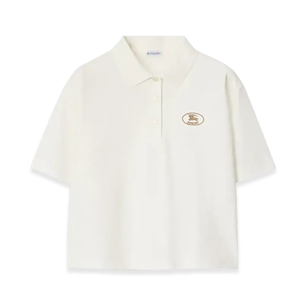 Burberry Cropped Cotton Polo Shirt "Chalk"