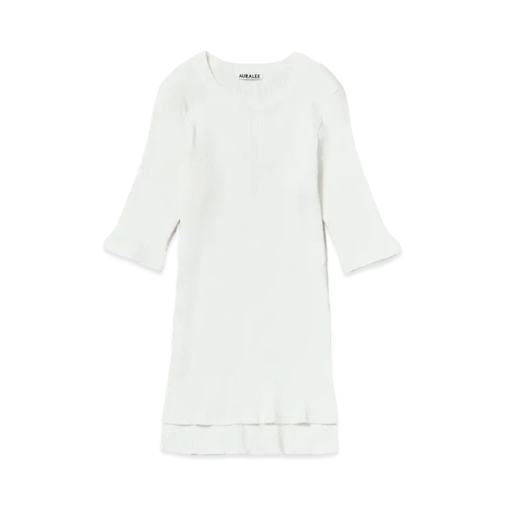 AURALEE GIZA High Gauge Rib Knit Tee "White"