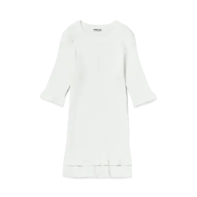 AURALEE GIZA High Gauge Rib Knit Tee "White"