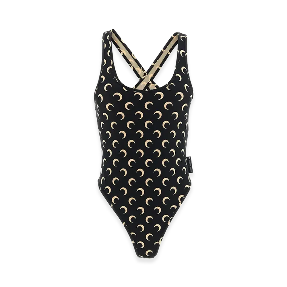 Marine Serre Women's 'Moon' One-Piece Swimsuit "Black"