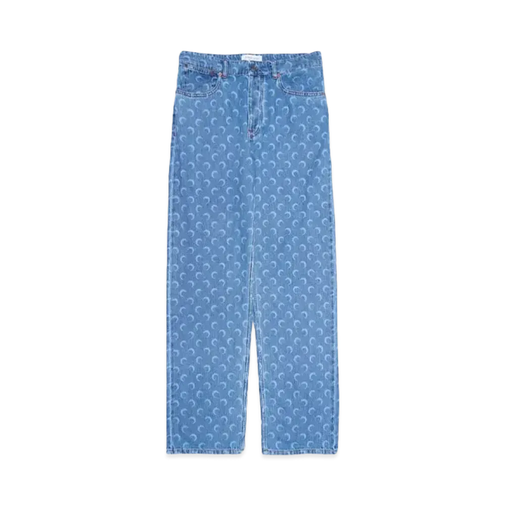 Marine serre MOON LASER DENIM STRAIGHT JEANS "LIGHT BLUE"