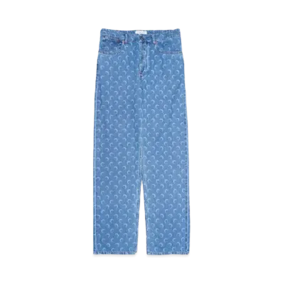 Marine serre MOON LASER DENIM STRAIGHT JEANS "LIGHT BLUE"