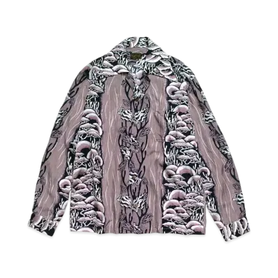 KAPITAL Silk Rayon Souffle & Arrowhead Langle Color Open Collar Shirt "Purple"