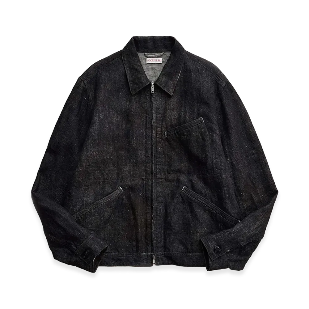 NICENESS N.Jett Printed Canvas Short Blouson "Black"